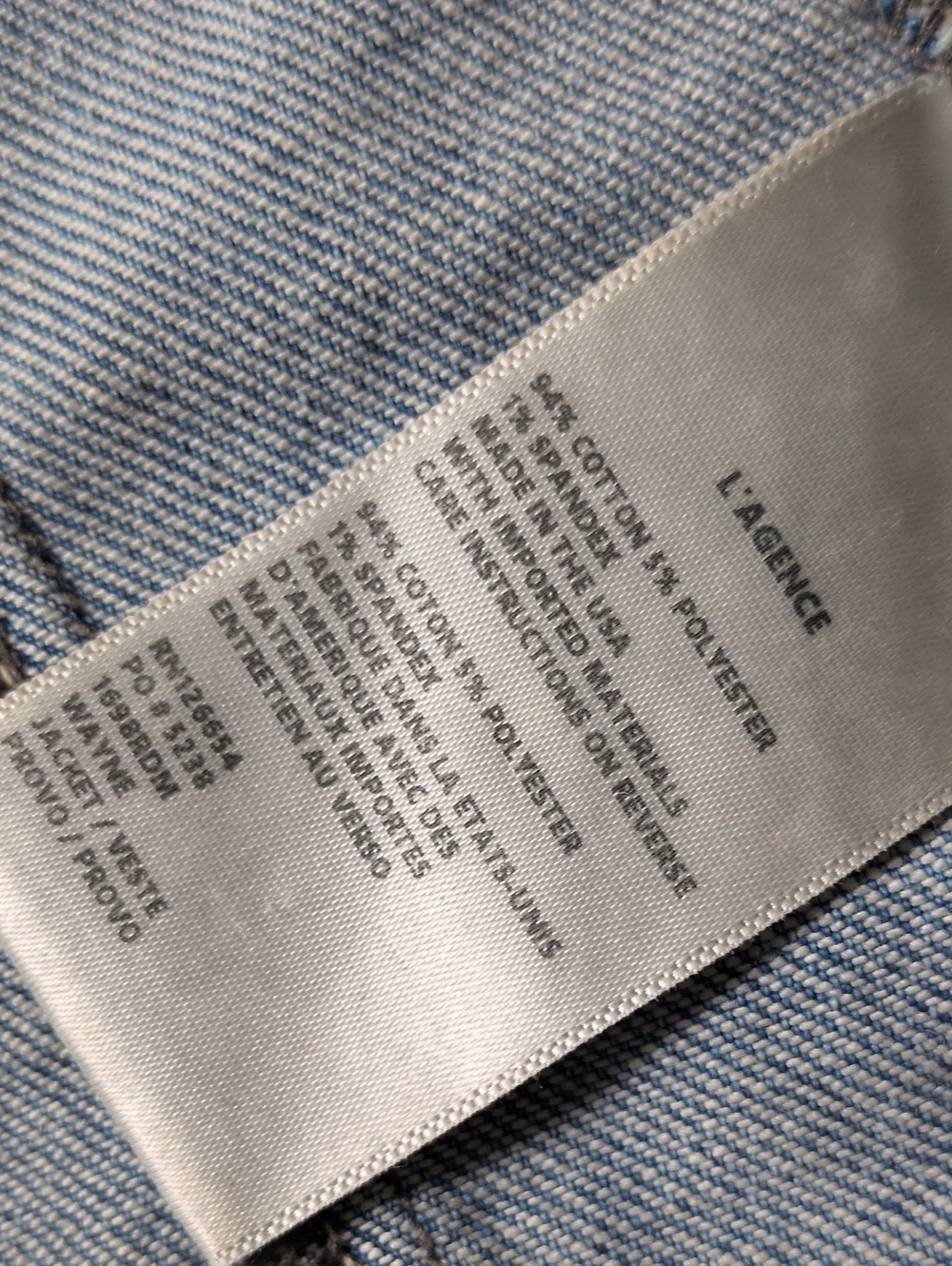 L'AGENCE I Blue Denim Open Front Anchor Button Cropped Wayne Blazer Jacket, M - Picture 10 of 13